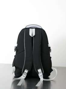 字母貼飾功能背包 - 黑色 - 查看 2