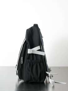 字母貼飾功能背包 - 黑色 - 查看 3