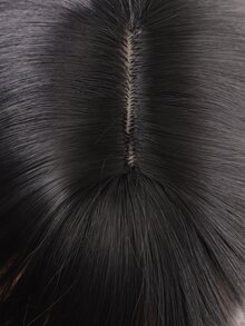 Peluca sintética corto recto con tupe - Negro - Ver 5