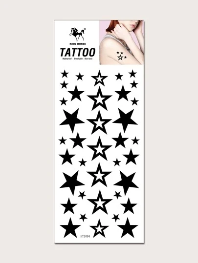 KING HORSE Tatouage temporaire, 1 feuille de tatouages temporaires d'étoiles à cinq branches pour femmes, tatouages adhésifs pour adultes, tatouage réaliste d'étoile, pour femmes et filles