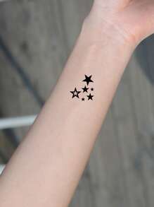 KING HORSE Tattoo Sticker,1 Sheet Five-Pointed Star Temporary Tattoos For Women,Tattoo Stickers Adults,Realistic Tattoo Star,For Women And Girls - Black - View 4