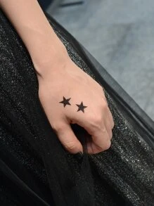 KING HORSE Tattoo Sticker,1 Sheet Five-Pointed Star Temporary Tattoos For Women,Tattoo Stickers Adults,Realistic Tattoo Star,For Women And Girls - Black - View 5