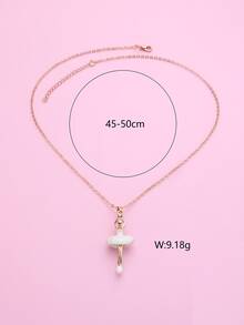 女孩人像吊墜項鍊 - 白色 - 查看 4