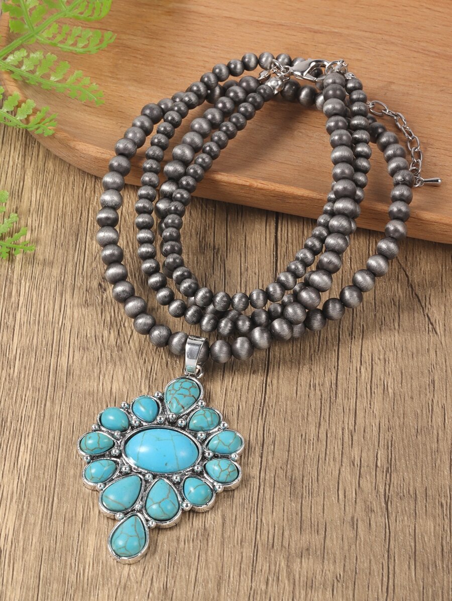 Vòng cổ đính cườm quyến rũ màu ngọc lam - Nhiều màu - Xem 1