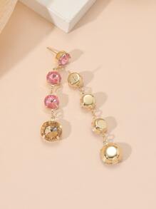 1 对时尚女孩锆石水晶流苏吊坠耳环