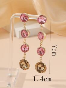 1 对时尚女孩锆石水晶流苏吊坠耳环