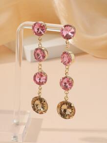 1 对时尚女孩锆石水晶流苏吊坠耳环