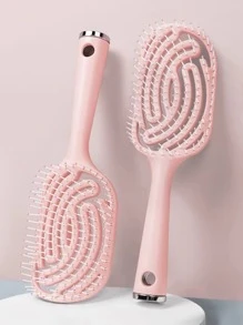 1 peine de costillas, cepillo de pelo hueco, peines de masaje para el cabelludo con dientes de peine ultrasuaves, desenredador de peinado, secado rápido, se desliza a través de enredos con facilidad, cepillo de pelo - Rosa - Ver 1