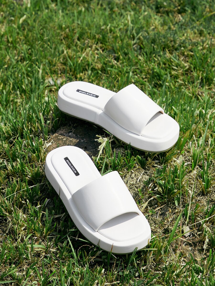 evoluSHEIN Sandalias minimalista con banda única - Blanco - Ver 1