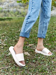 evoluSHEIN Sandalias minimalista con banda única - Blanco - Ver 4