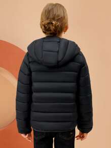 SOLOCOTE 女大童輕便拉鍊連帽口袋夾克適合萬聖節和冬天 - 黑色 - 查看 2