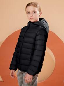 SOLOCOTE 女大童輕便拉鍊連帽口袋夾克適合萬聖節和冬天 - 黑色 - 查看 6