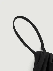 SHEIN MOD Đầm Xù Trọn gói màu trơn Giải trí - màu đen - Xem 3