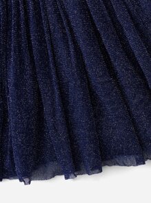 SHEIN 嬰兒金屬亮絲燈籠袖網紗洋裝