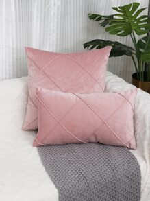 1pc Textured Cushion Cover Without Filler, Simple Plain Color Decorative Cushion Cover For Bed, Sofa - Pink - View 1