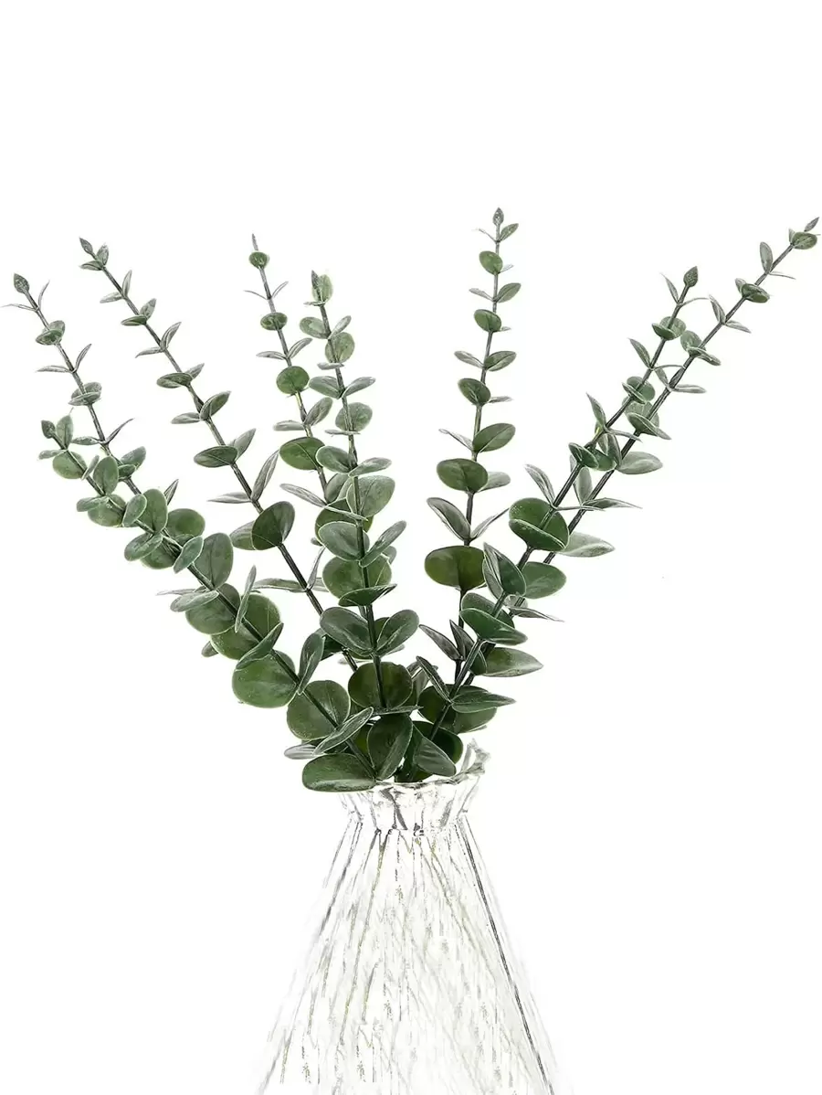 1/6/10/25/40pcs Artificial Eucalyptus Leaves, Home Decor, Vase Fillers, Bridal Bouquet Materials, DIY Wreaths, Door Wreaths, Outdoor Garden, New Year, Valentine's Day Decorations, Valentine Day, Gift Gifts Birthday Graduation - Green - View 1
