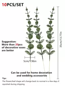 1/6/10/25/40pcs Artificial Eucalyptus Leaves, Home Decor, Vase Fillers, Bridal Bouquet Materials, DIY Wreaths, Door Wreaths, Outdoor Garden, New Year, Valentine's Day Decorations, Valentine Day, Gift Gifts Birthday Graduation - Green - View 2