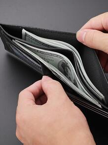 Men Litchi Embossed Small Wallet Pocket Wallet Small ID Window Bi-Fold Men Wallet Dad Gifts Mini Thin Lightweight Multi Layer Cash Portable Slot Minimalist Fashion Modern Business Anniversary On Valentine Day For Birthday Gift Men Male Gift Bag Present Business Casual For Men Wallet Purse Wallet Men Wallet Leather - Black - View 2