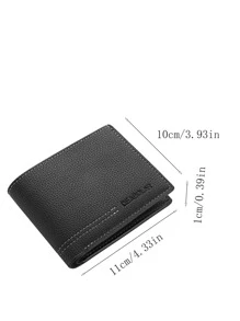 Men Litchi Embossed Small Wallet Pocket Wallet Small ID Window Bi-Fold Men Wallet Dad Gifts Mini Thin Lightweight Multi Layer Cash Portable Slot Minimalist Fashion Modern Business Anniversary On Valentine Day For Birthday Gift Men Male Gift Bag Present Business Casual For Men Wallet Purse Wallet Men Wallet Leather - Black - View 3