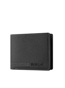 Men Litchi Embossed Small Wallet Pocket Wallet Small ID Window Bi-Fold Men Wallet Dad Gifts Mini Thin Lightweight Multi Layer Cash Portable Slot Minimalist Fashion Modern Business Anniversary On Valentine Day For Birthday Gift Men Male Gift Bag Present Business Casual For Men Wallet Purse Wallet Men Wallet Leather - Black - View 4