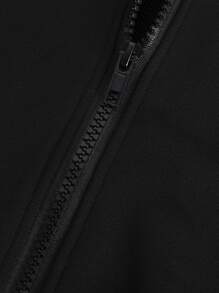 SHEIN Chicos Pantalones deportivos con capucha con estampado de letra con costura lateral en contraste sin camiseta - Negro - Ver 4