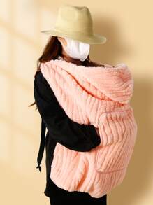 1 chiếc chăn quấn em bé bằng vải nhung tình yêu Valentine - Hồng - Xem 2