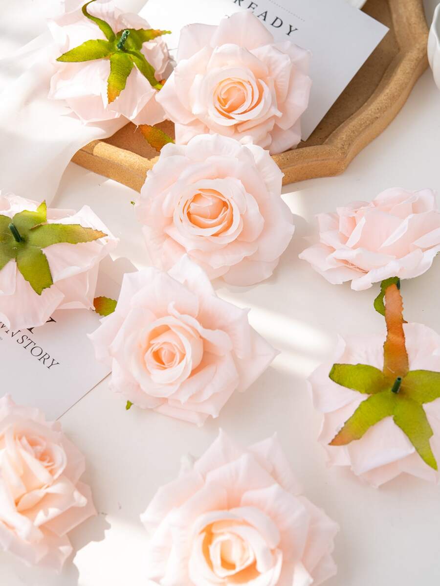 5 件人造玫瑰花头适用于婚礼装饰、伴娘新娘花束、腕花、花墙、插花、家居装饰、新年装饰、情人节礼物、情人节、礼物 - 淺粉色 - 查看 1