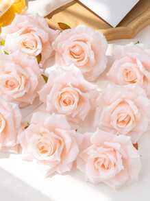 5 件人造玫瑰花头适用于婚礼装饰、伴娘新娘花束、腕花、花墙、插花、家居装饰、新年装饰、情人节礼物、情人节、礼物 - 淺粉色 - 查看 3