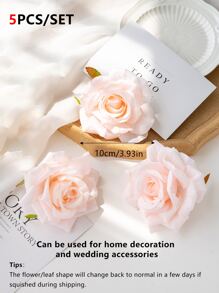 5 件人造玫瑰花头适用于婚礼装饰、伴娘新娘花束、腕花、花墙、插花、家居装饰、新年装饰、情人节礼物、情人节、礼物 - 淺粉色 - 查看 2