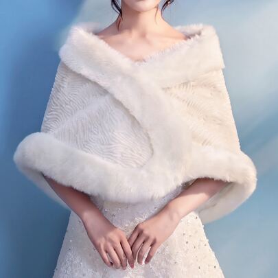 Solid Fuzzy Wedding Wrap