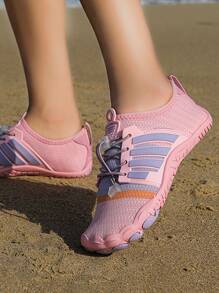 Colorblock Lace-up Front Creek Shoes - Pink - View 1