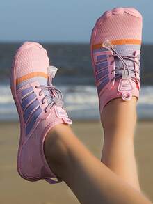 Colorblock Lace-up Front Creek Shoes - Pink - View 2