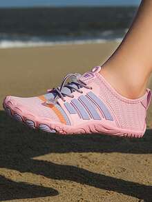 Colorblock Lace-up Front Creek Shoes - Pink - View 3