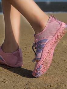 Colorblock Lace-up Front Creek Shoes - Pink - View 4