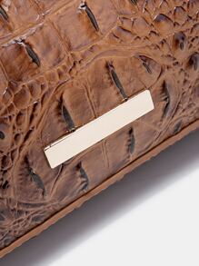 鱷魚壓紋流浪包附包飾 - 摩卡棕 - 查看 6