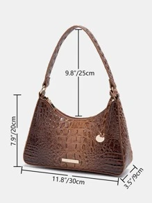 鱷魚壓紋流浪包附包飾 - 摩卡棕 - 查看 8