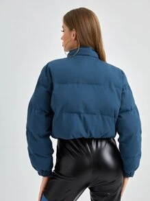 Knox & Rune Abrigo acolchado con cremallera corto para invierno - Azul Marino - Ver 2