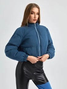 Knox & Rune Abrigo acolchado con cremallera corto para invierno - Azul Marino - Ver 1