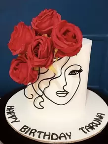 亞克力女士人臉藝術蛋糕裝飾 - 黑色 - 查看 1