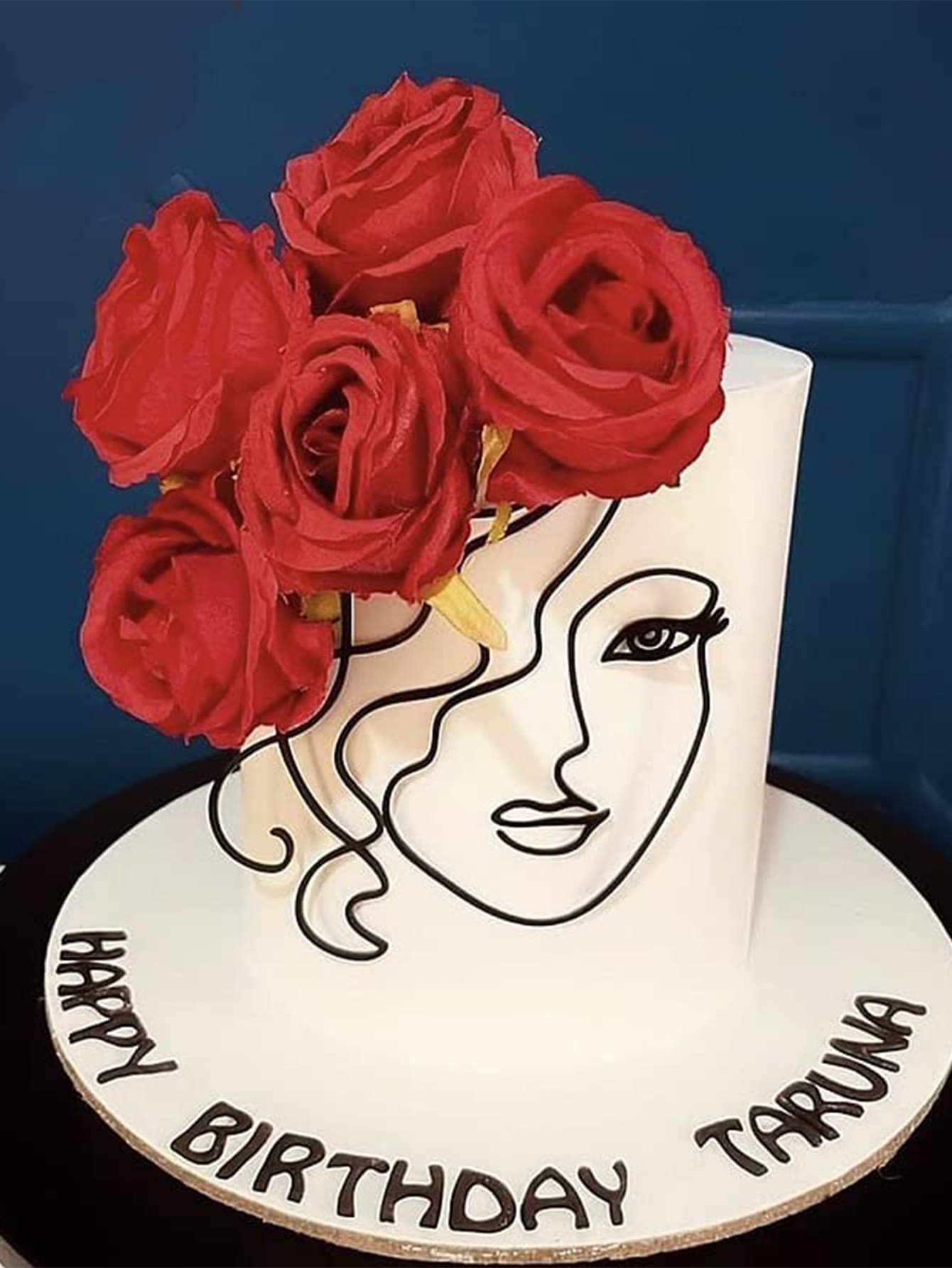 亞克力女士人臉藝術蛋糕裝飾 - 黑色 - 查看 1