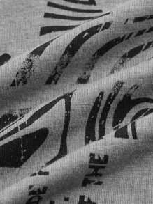 SHEIN EZwear 人物和字母圖案短款T恤 - 灰色 - 查看 4