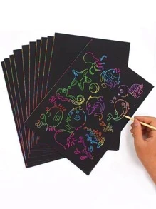 10入組混合圖案刮画紙 - 彩色 - 查看 1