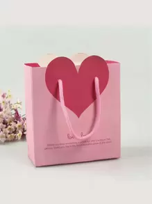 1个情人节纸质礼品袋，带提手，牛皮纸包装袋，适合趣味送礼、新奇礼物交换、情人节礼物包装、派对小礼品 - 彩色 - 查看 3