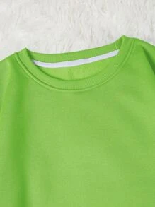 SHEIN EZwear Quần áo thể thao nữ màu trơn Giải trí - Màu xanh chanh - Xem 4