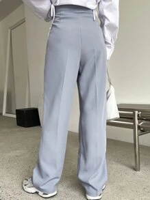DAZY 素色褶皺面料定制西褲 - 霧霾藍 - 查看 2