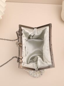 Glitter Bling,Shiny Glamorous,Elegant Sequin & Faux Pearl Decor Chain Evening Bag Dinner Bag For Party Girl,Woman,For Female Perfect for Party,Wedding,Prom,Dinner/Banquet,For Cocktail Best gift for women - Silver - View 5