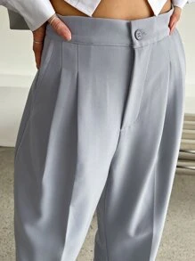 DAZY 素色褶皺面料定制西褲 - 霧霾藍 - 查看 4