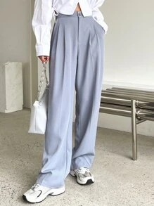 DAZY 素色褶皺面料定制西褲 - 霧霾藍 - 查看 6