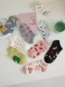 8雙水果樣式短襪 - 彩色 - 查看 3