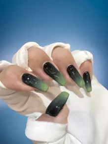 ROMWE 24入組長款棺材漸層假指甲和1張膠帶 - 彩色 - 查看 1